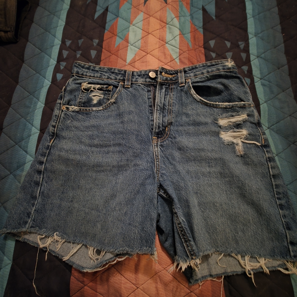 BDG Blue Distressed Jean Shorts